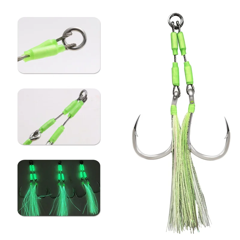 ZYZHE 1 Pieza, Anzuelo de Pesca Jigging Alta Resistencia Bkk8062, Acero con Línea, Tubo Luminoso, Pluma, para en Barco - imagen 4