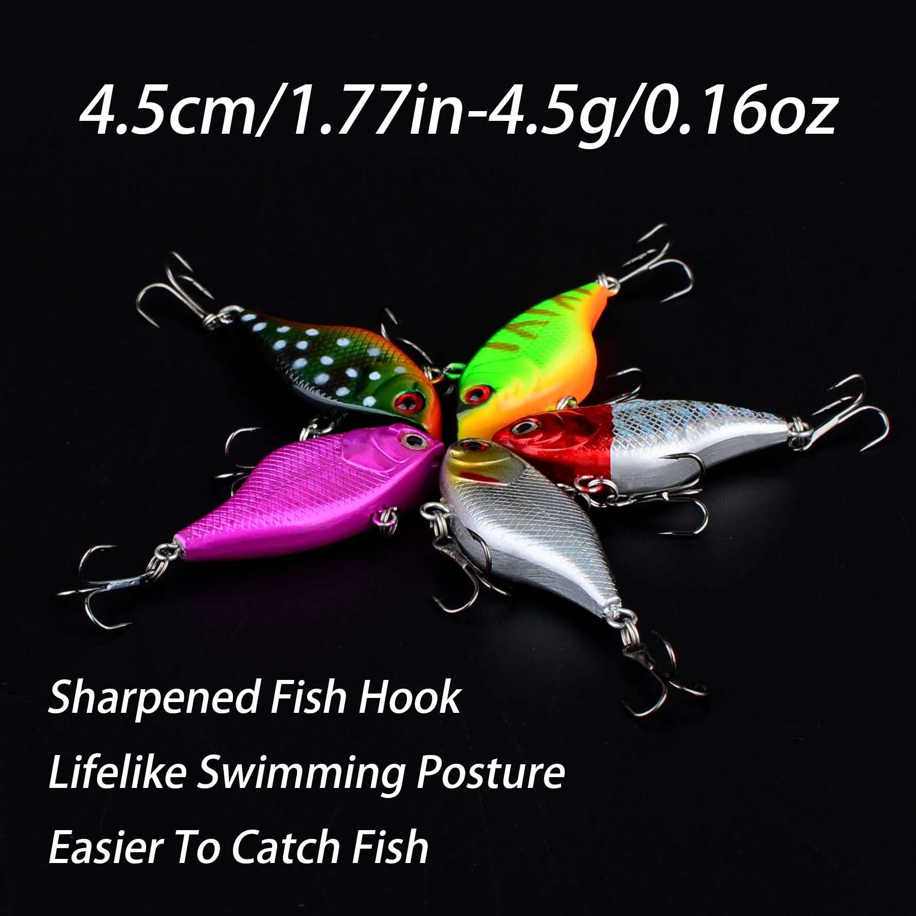 5 uds señuelos duros VIB pesca Minnow cebo anzuelos triples Crankbait Wobblers aparejos de pesca ojos 3D - imagen 2