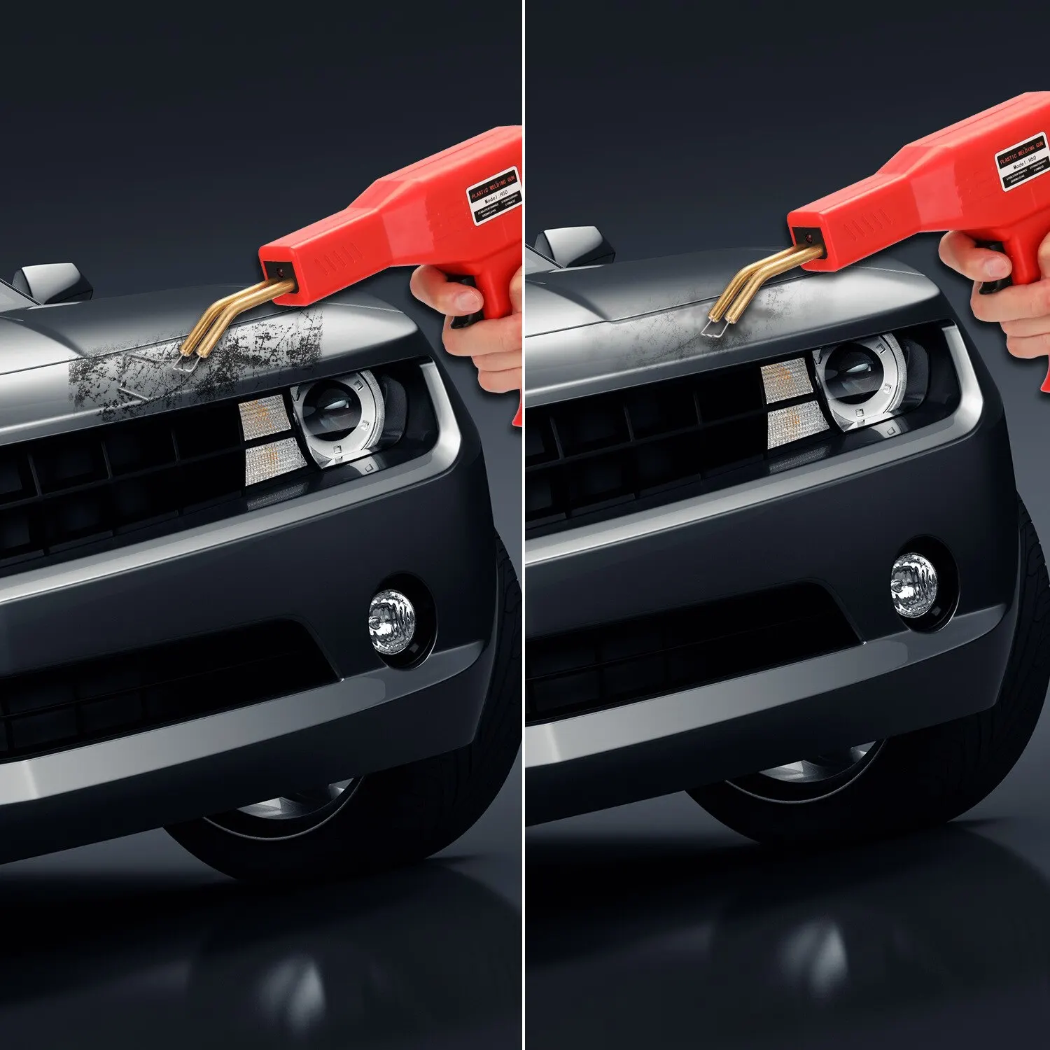 Un auto con un rociador de pintura roja