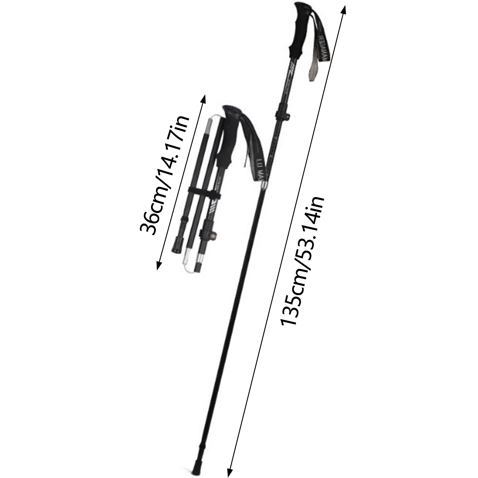 Bastón de Trekking portátil de 1,35 m, bastones telescópicos ultraligeros de aleación de aluminio para senderismo, escalada al aire libre, senderismo, Alpenstock antideslizante - imagen 5