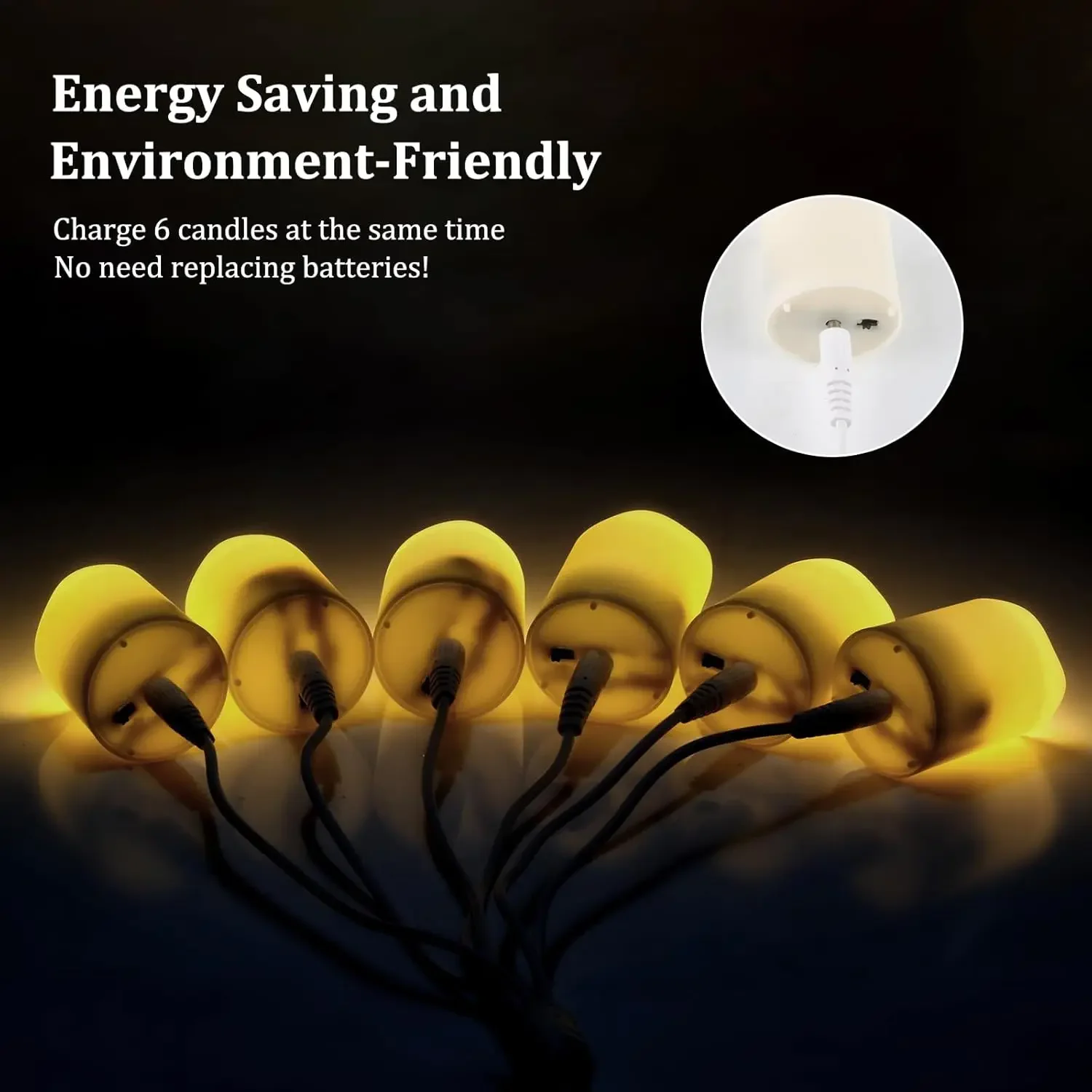 Velas votivas sin llama recargables con temporizador, luces de té LED parpadeantes remotas con Cable de carga USB, velas eléctricas de Navidad - imagen 5