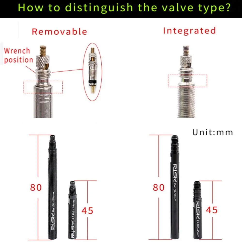 Accesorio extensor de válvula extraíble para bicicletas con tuerca - imagen 4