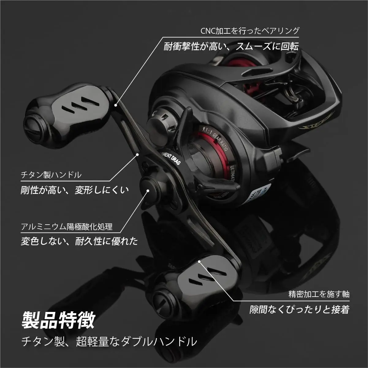 Mango de carrete Gomexus de titanio Finesse para Daiwa Steez Tatula Zillion SS Air 15 Catalina Abu García Revo Okuma Baitcaster 90mm - imagen 4