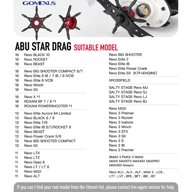 Gomexus-carrete de pesca Star Drag para Abu Garcia, accesorio para Baitcasting, Pro Max Beast Black Max Revo, ST - imagen 5