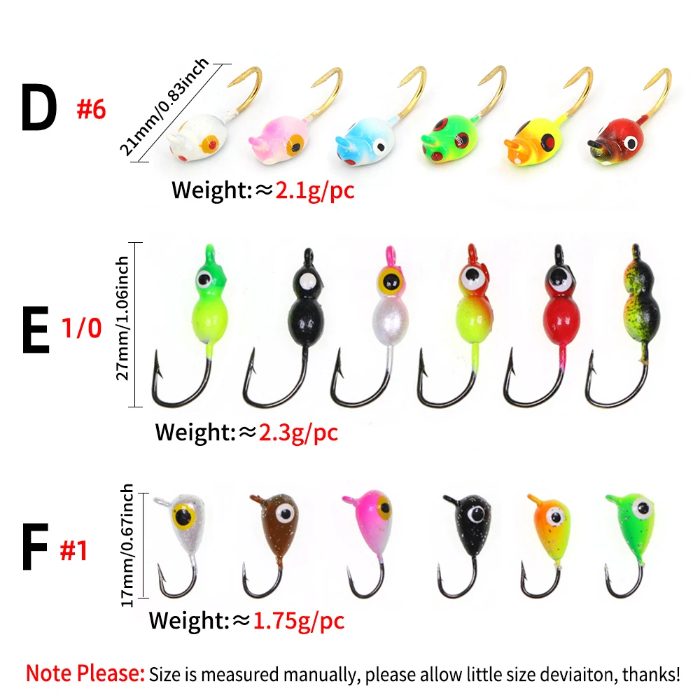 Ellllv, 12 Uds., plantilla para Pesca en hielo, señuelo duro, Pesca de invierno, plantillas luminosas para hielo, 1,8g-2,3g, tipo tipo de pez, lubina, Panfish, cebo de Metal Artificial - imagen 4