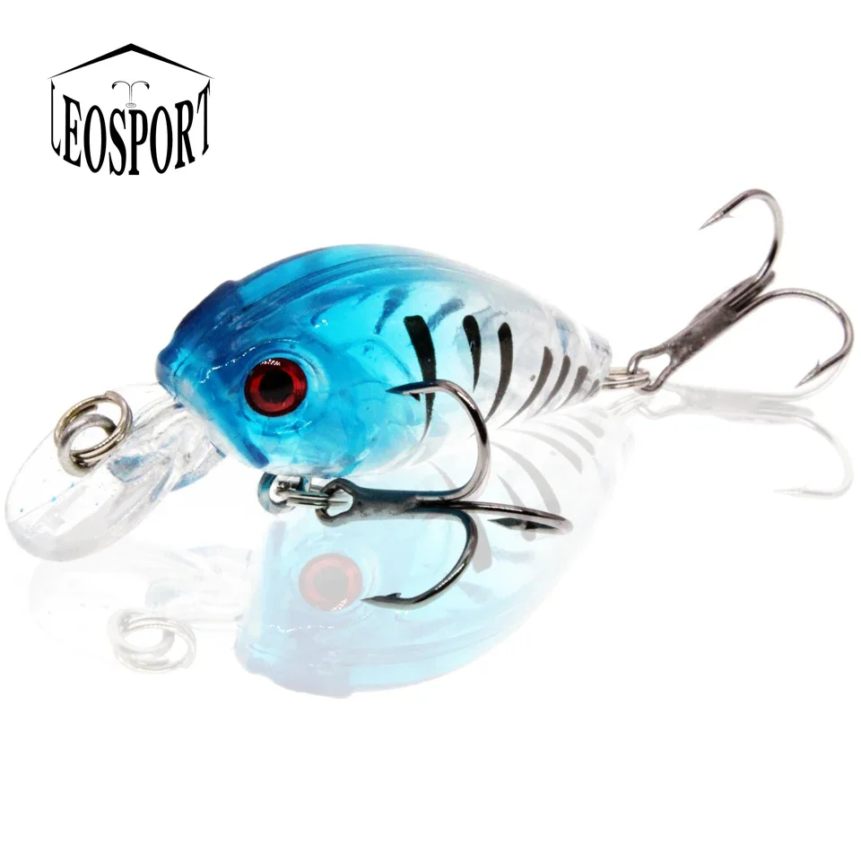 LEOSPORT-señuelo de pesca Crankbait, anzuelos triples, ojos 3D, aparejos de pesca, 1 piezas, 4,5 CM/4G - imagen 5