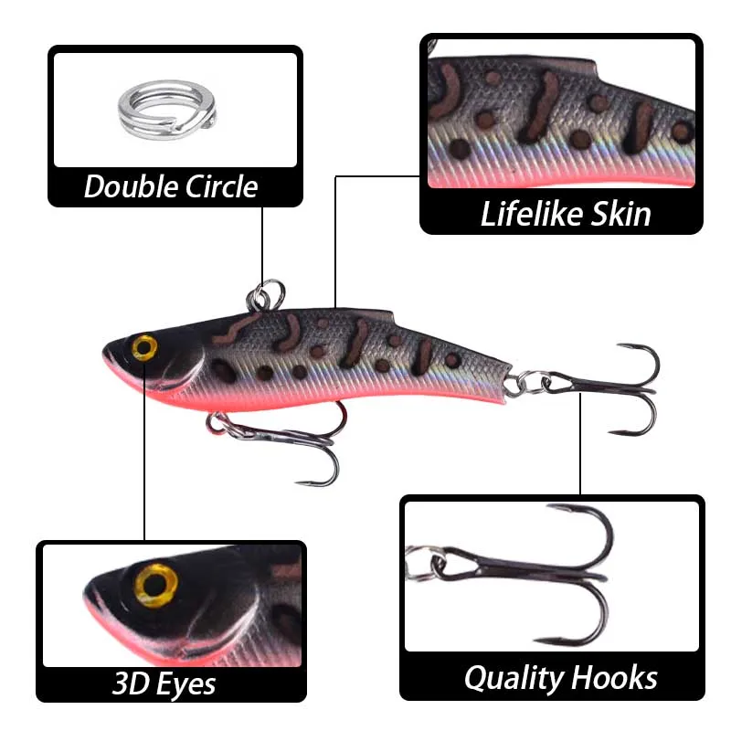10 Uds VIB señuelo de Pesca invierno hielo Crankbait vibración Artificial cebo duro toda la profundidad lubina Lucio Pesca aparejos de Pesca ﻿ - imagen 4