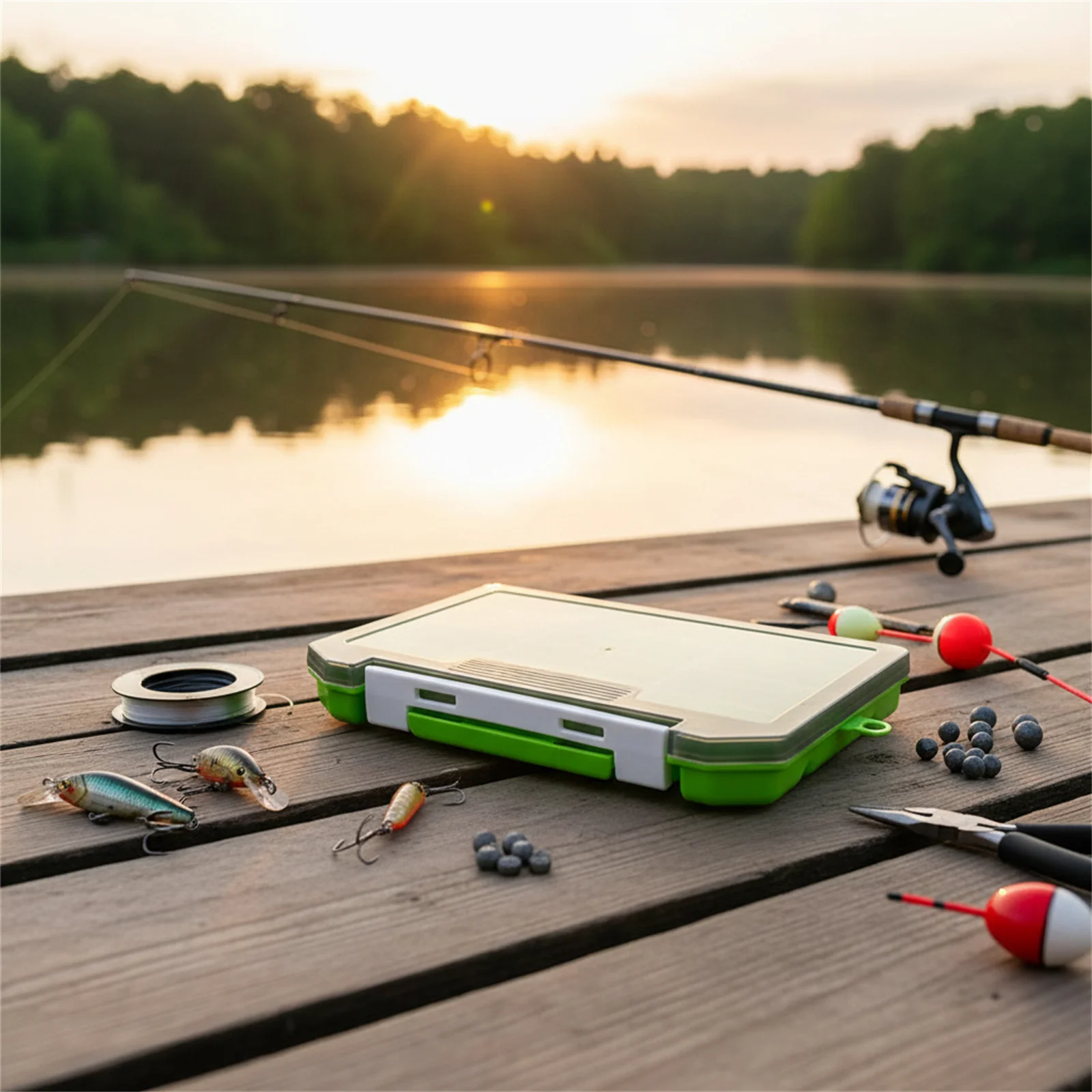Caja de señuelos de pesca portátil, caja organizadora de señuelos de pesca con múltiples rejillas ajustables, práctico accesorio de pesca al aire libre, engranajes para peces de hielo - imagen 5