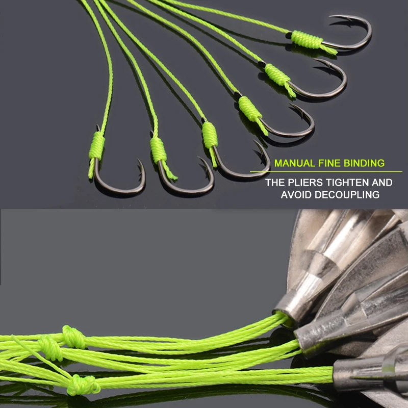 4 unids/caja previene ganchos juego de ganchos de pesas de plantilla de carbono 24g 6-13 #   Anzuelo de pesca de carpa Jigging con púas, giratorio con aparejos de líneas - imagen 4