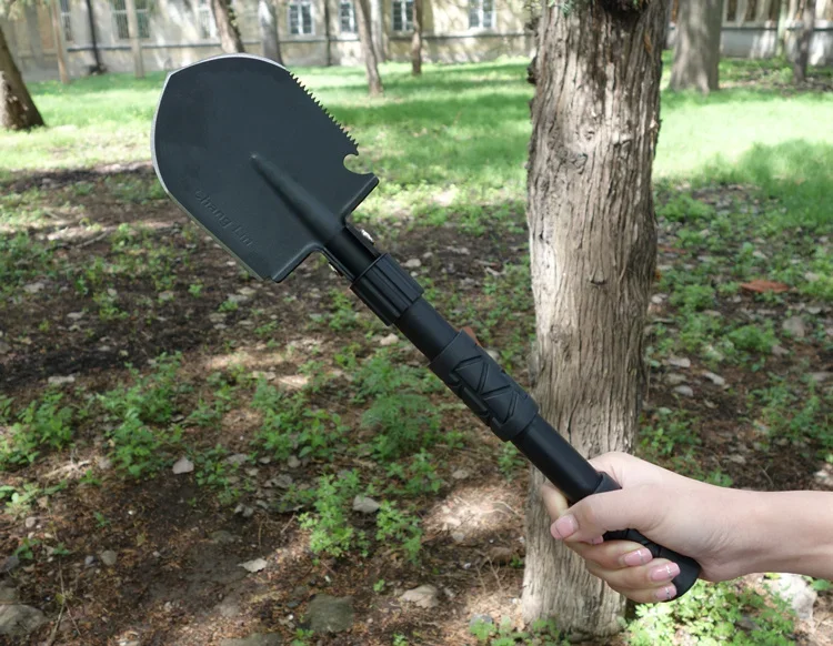 Pala de acero al manganeso multifuncional, pala plegable portátil, suministros para pesca al aire libre - imagen 5