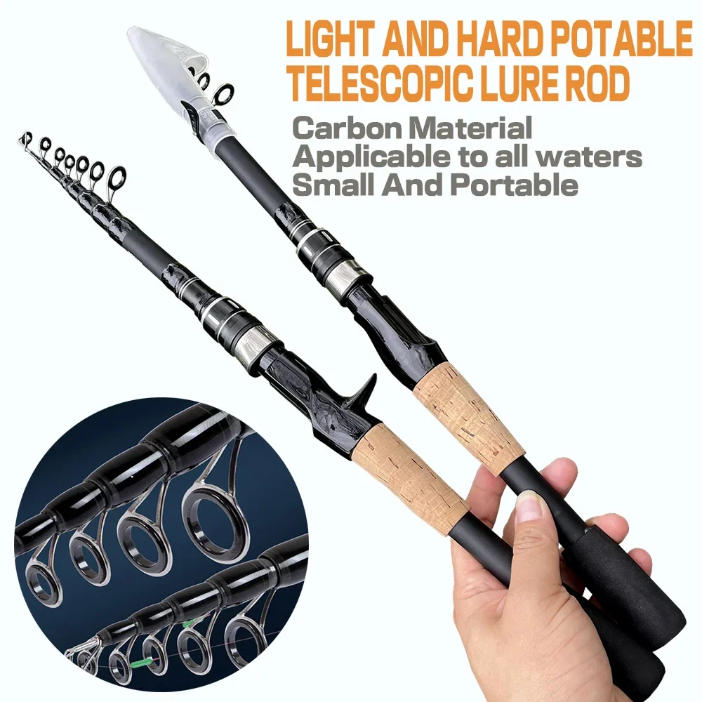 1,5 M 1,8 M 2,1 M 2,4 M señuelo fundición caña de pescar carrete línea Combo caña telescópica de carbono y carrete de Baitcasting accesorios de línea trenzada - imagen 5