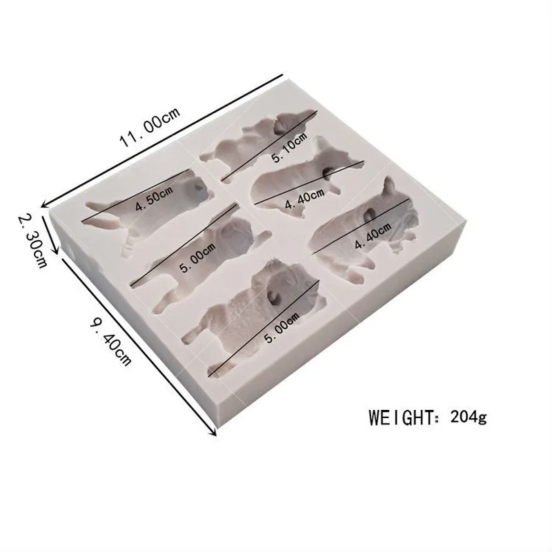 Molde de silicona de calidad alimentaria, molde de silicona 3D para perro, Corgi, Bulldog, Animal, molde para pasta de goma, molde para galletas, molde para Fondant de Chocolate - imagen 4