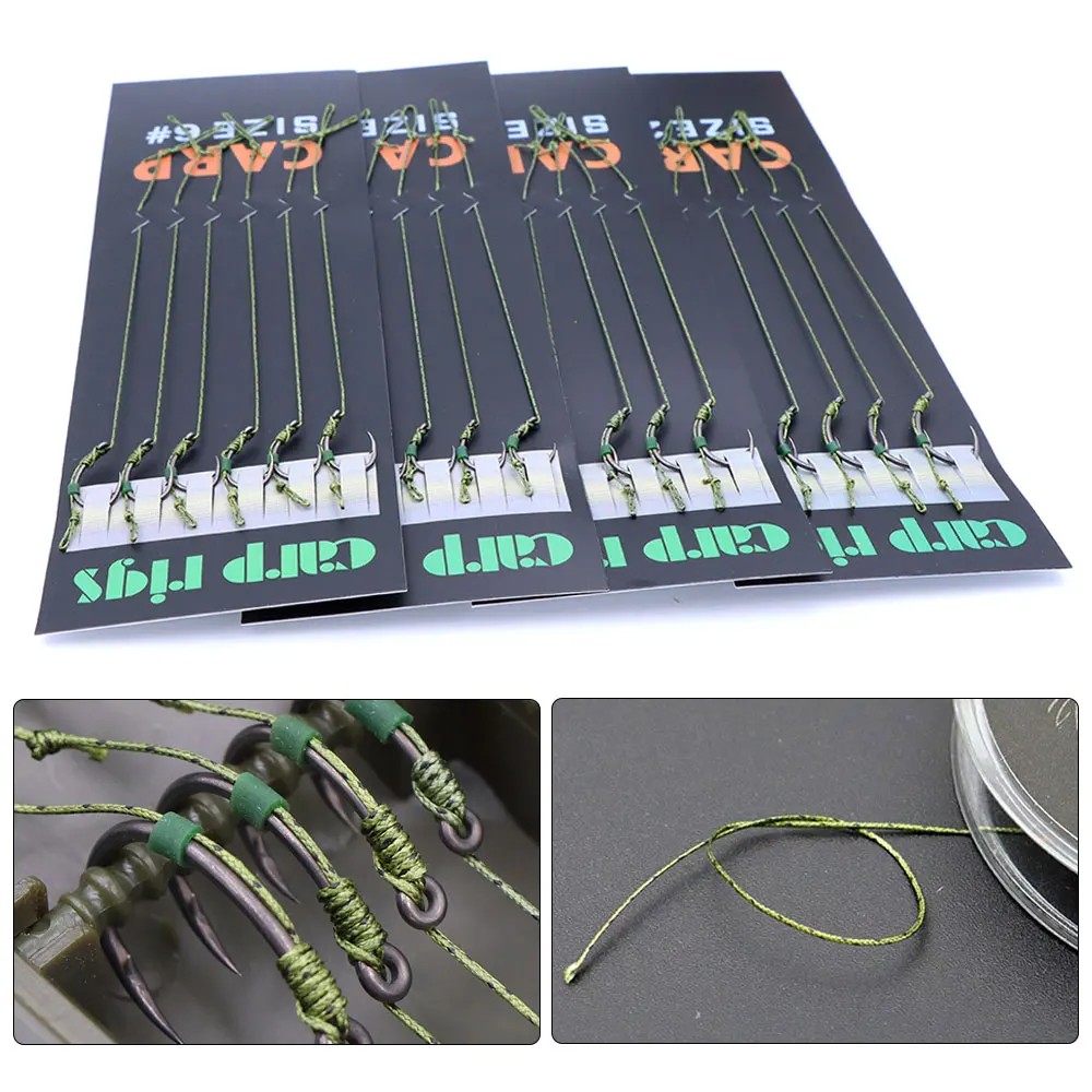 6 uds pesca de carpa aparejos de pelo listos atados aleación de acero anzuelo de pesca de carpa línea trenzada para método alimentador accesorios de pesca aparejos - imagen 5