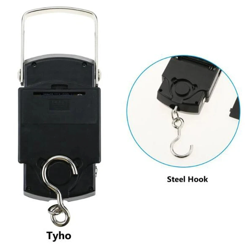 Mini equipaje de pesca electrónico multifuncional, 50kg, 10g, portátil, Digital, gancho de peso, herramienta de báscula con regla para exteriores - imagen 3