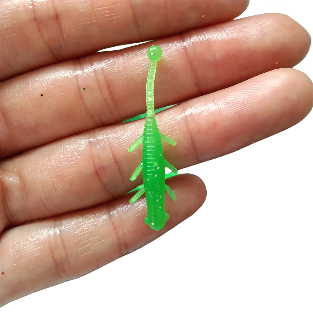 Señuelos blandos de silicona para pesca, 40 piezas, 40mm, 0,25g, aditivo de olor a Camarón, cebo de goma Artificial, aparejos de pesca de lubina - imagen 2