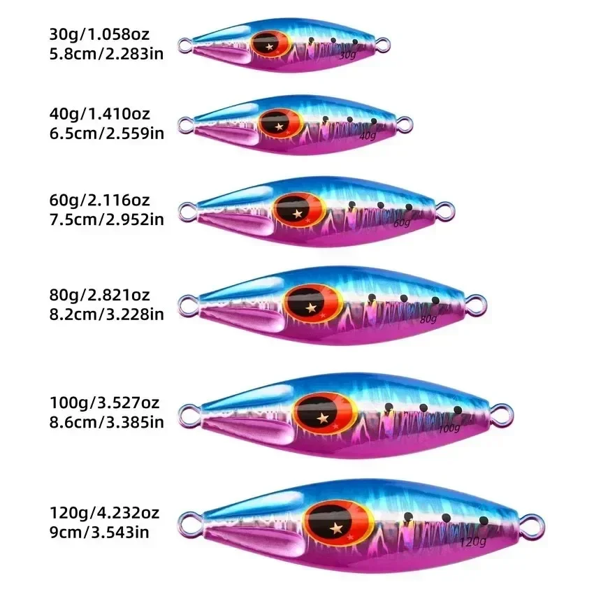 8 Uds plantilla de Metal Shore Jigging 30G-120GSaltwater señuelo de pesca arrastre cebo fundido lubina cuchara cebo trucha señuelos para atún Mahi Marlin - imagen 3