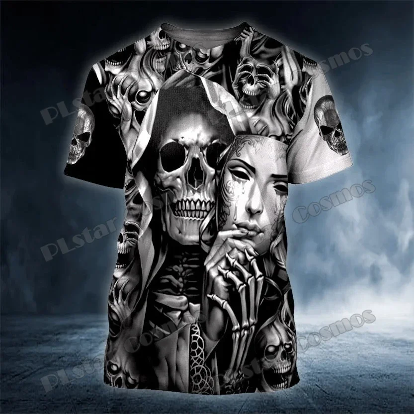 Camiseta de pesca TX312 calavera La Parca – Estampado 3D verano - imagen 2