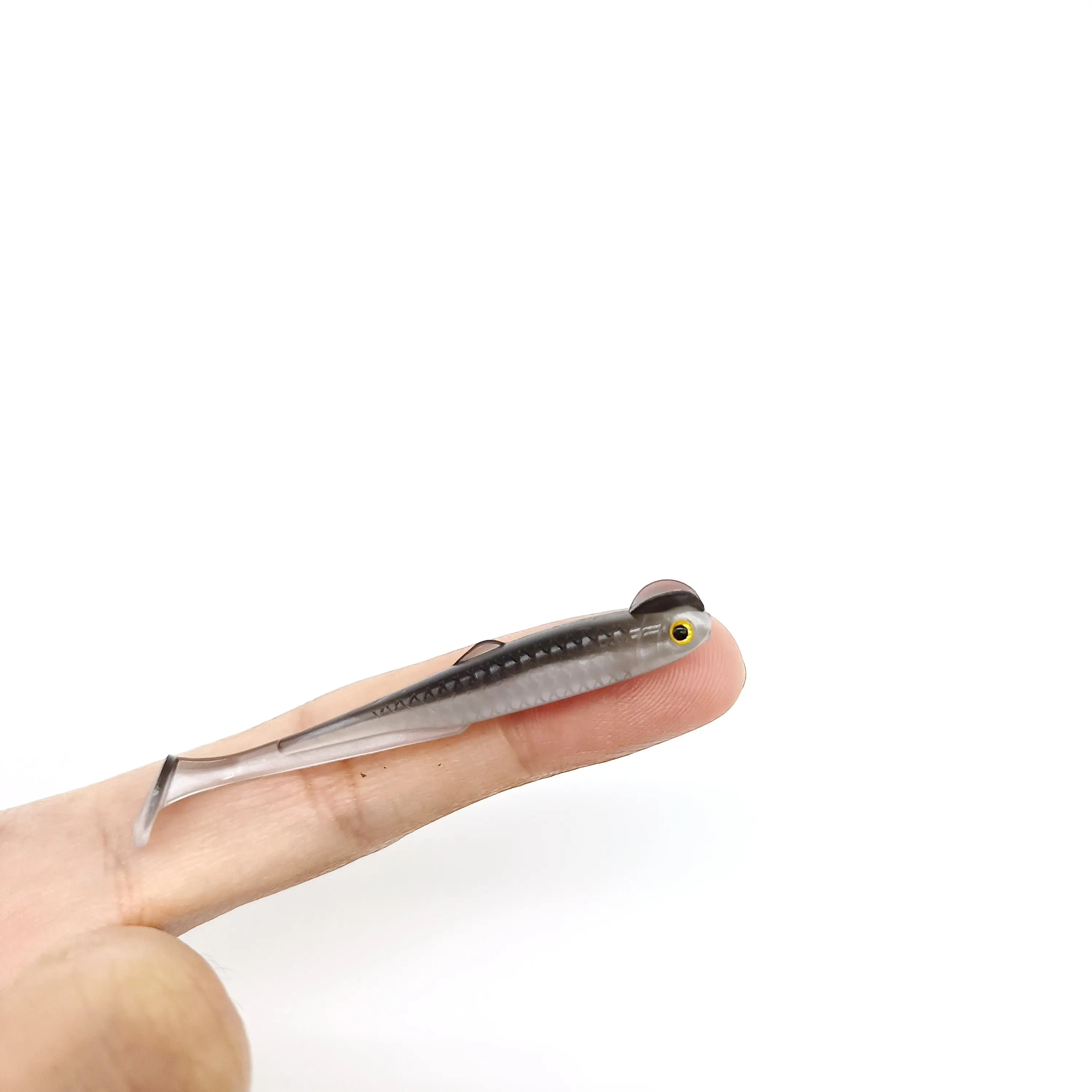 DUODUOYU 20 piezas cebos blandos con cola en T 1,3g/60mm cebo Artificial pequeño sábalo cebo de silicona de doble Color aparejos de pesca con cola en T - imagen 4