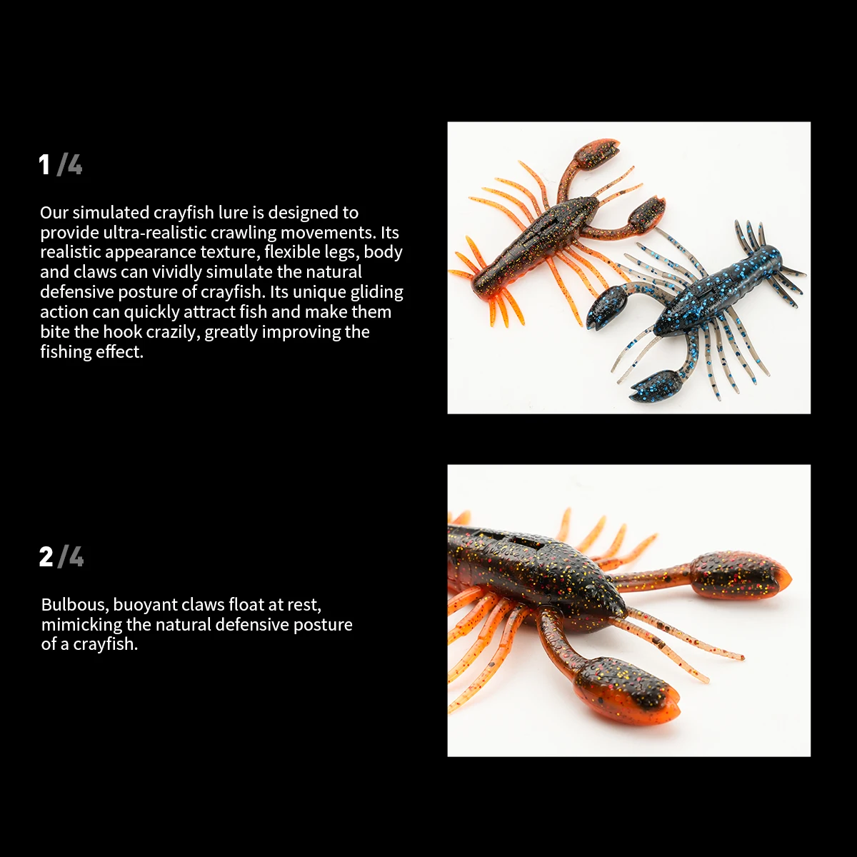 4 uds/pkt cebo blando de camarones flotante 80mm 8,7g señuelo suave Wobbler cebos de lubina cangrejo Artificial Pesca - imagen 4