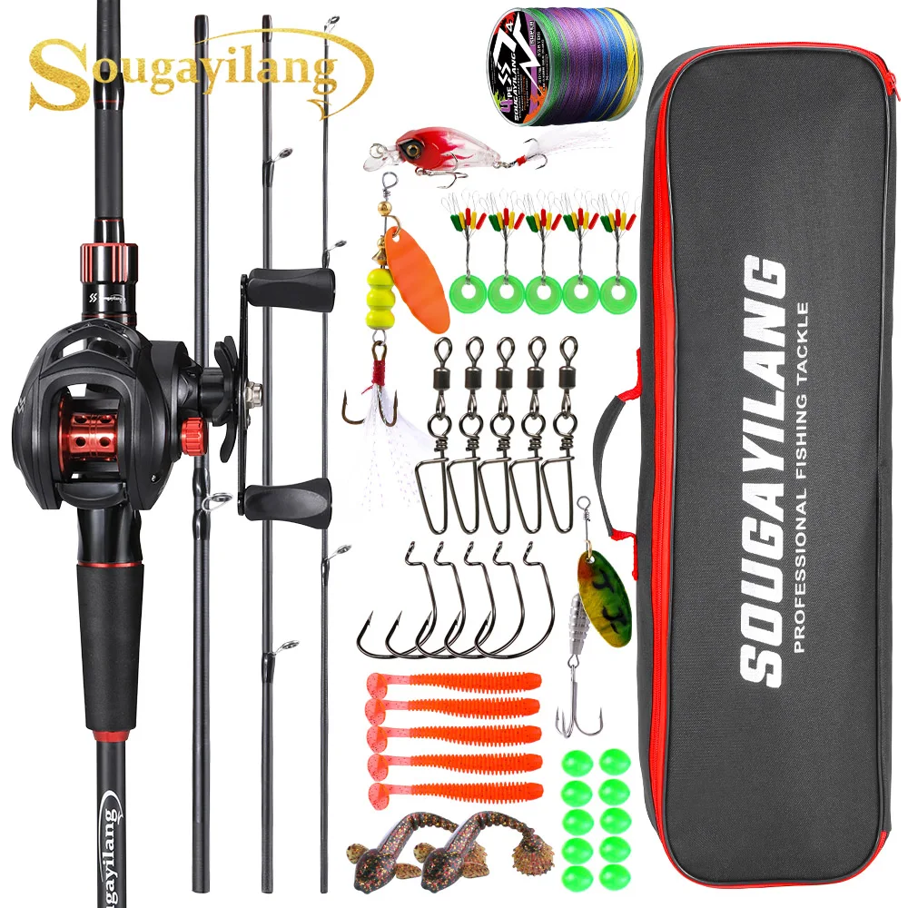 Carrete Baitcasting Sougayilang 7.2:1 - Caña fibra carbono señuelos
