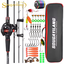 Carrete Baitcasting Sougayilang 7.2:1 - Caña fibra carbono señuelos