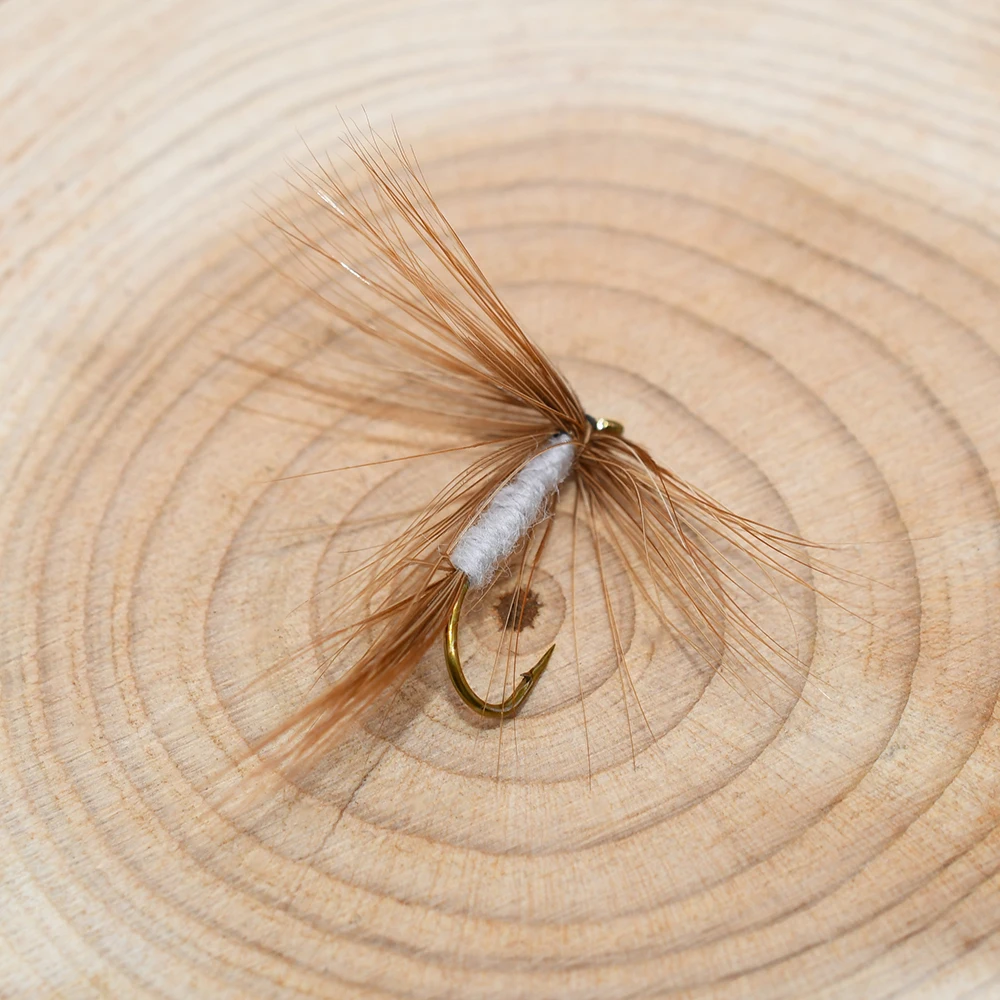 MNFT-señuelo de pesca de mosca seca clásica, cebo de trucha Mayflies, accesorios de pesca de mosca seca, imitación de barba marrón, Cuerpo gris, 10 #, 10 piezas - imagen 3
