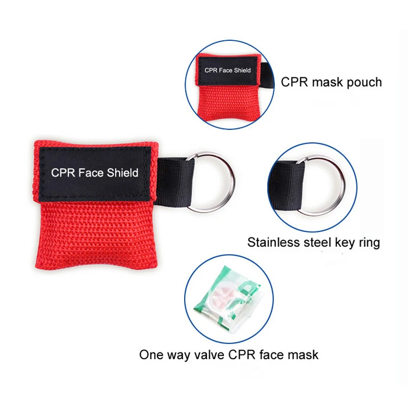 Mascarilla de resuscitador de 1 piezas, llavero de protección facial de emergencia, máscara de primeros auxilios CPR para el cuidado de la salud, protector facial, herramienta de supervivencia de 8 colores - imagen 4