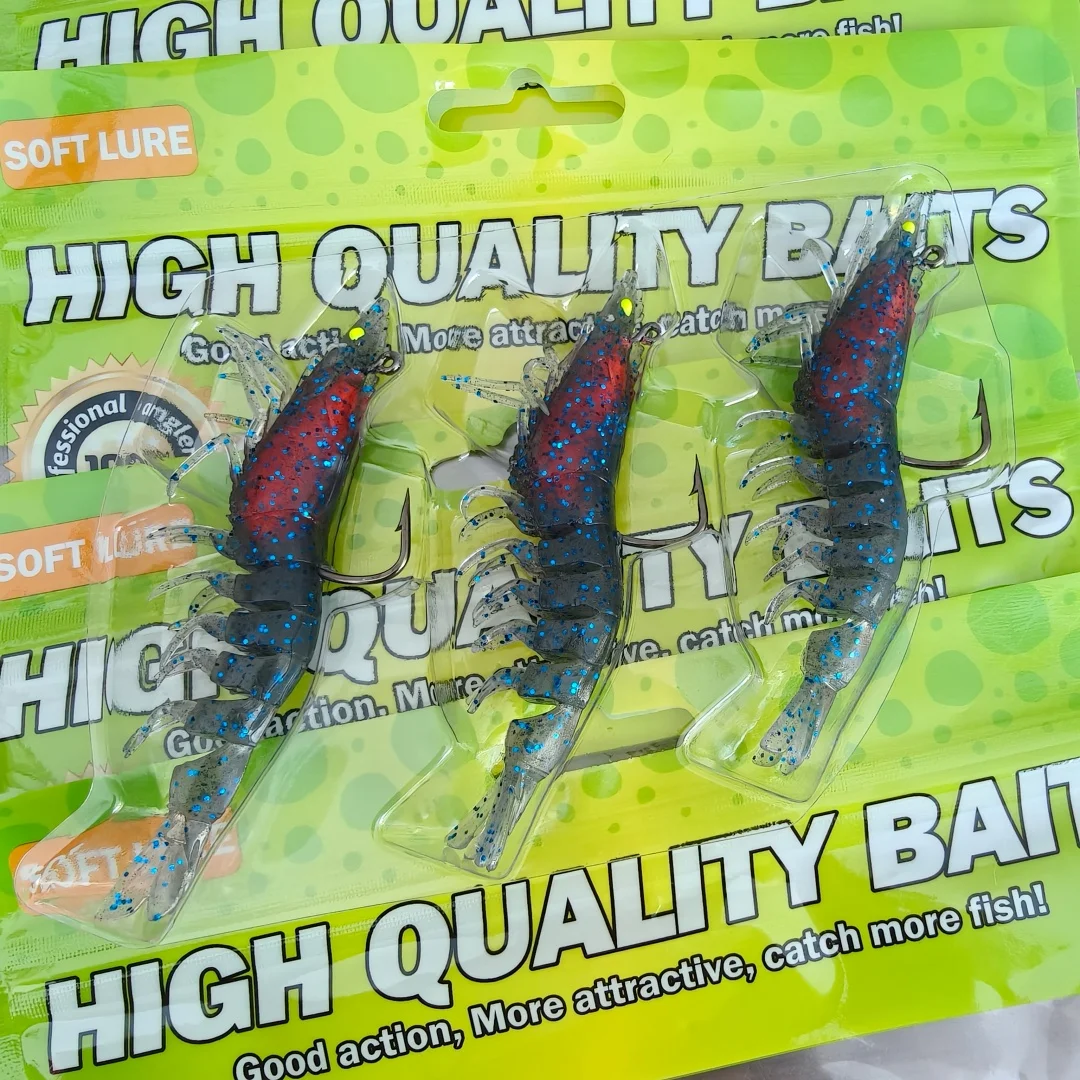3 unids/bolsa 7,5 cm/7,4g 9cm/11,9g Artificial TPE camarón señuelo de pesca suave cebo luminoso para actividades de pesca - imagen 5