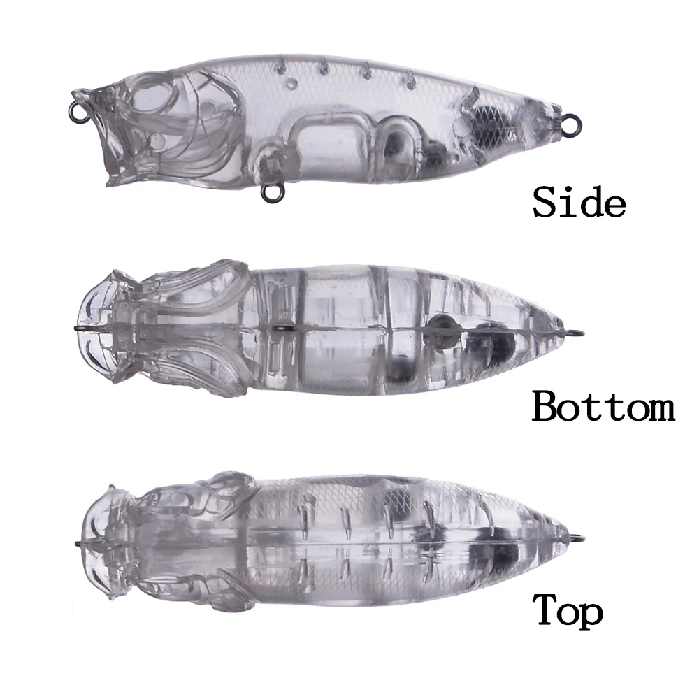 Chan'sHuang 20 piezas cebo en blanco sin pintar 8CM 12,8G sonajeros Popper Topwater DIY hecho a mano señuelo de pesca Artificial aparejos - imagen 3