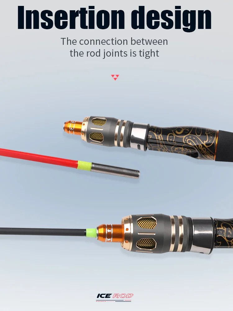 ROLLFISH Caña de pescar en hielo con punta plana de fibra de vidrio sólida ultracorta - imagen 5