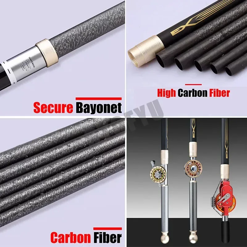 Juego combinado de caña de pescar y carrete huecos de posicionamiento múltiple, Variable, de alto carbono, 3,6-10M, ultraligero, súper duro - imagen 4