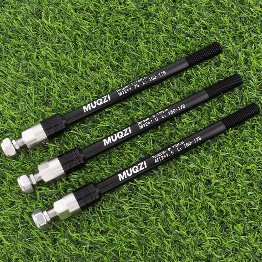 Adaptador de enganche de remolque de eje pasante de bicicleta de aleación de aluminio negro M12x1,0/1,5/1,75 adaptador de eje pasante de entrenador de rosca 160-178mm - imagen 5