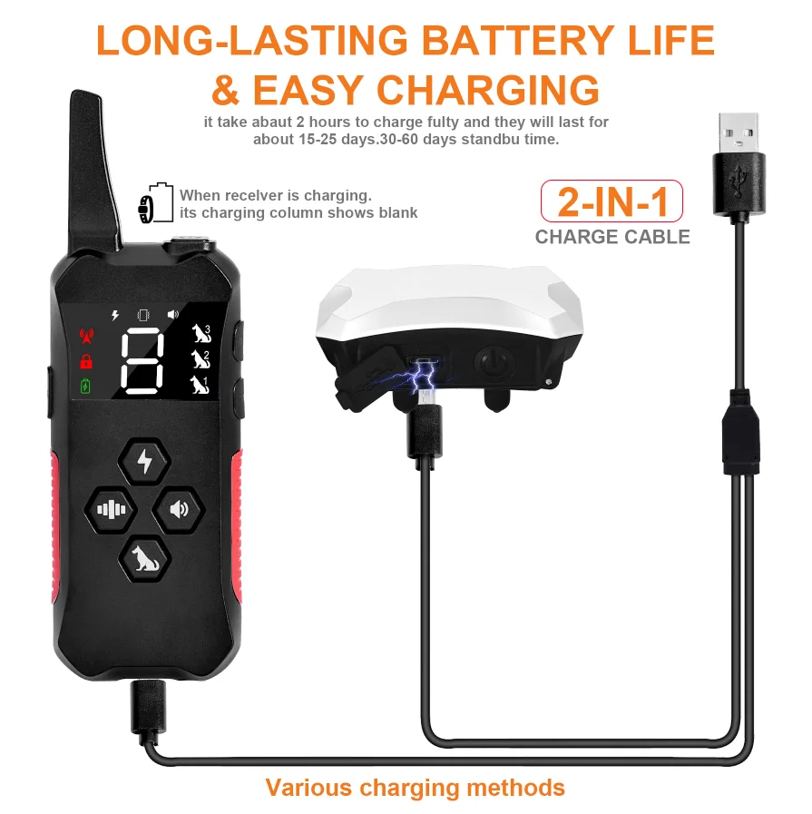 2025 nuevo Collar de adiestramiento para perros con control remoto: Collar electrónico impermeable recargable para perros grandes, medianos y pequeños, 3 modos de entrenamiento - imagen 4