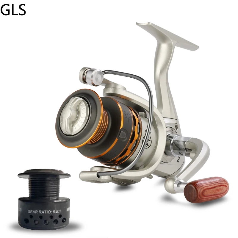 Bobina de pesca GLS de doble carrete, apretón de mano de madera 12 + 1BB, carrete de pesca giratorio profesional de Metal para mano izquierda/derecha, arrastre de 15KG - imagen 5