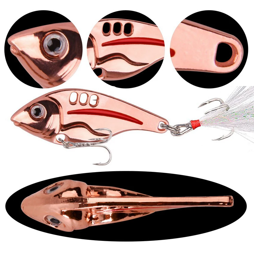 4 Uds 10g 15g 20g Metal VIB cigarra señuelos vibraciones vívidas cuchara señuelos invierno lentejuelas cebo de pesca lubina cebos duros artificiales - imagen 5