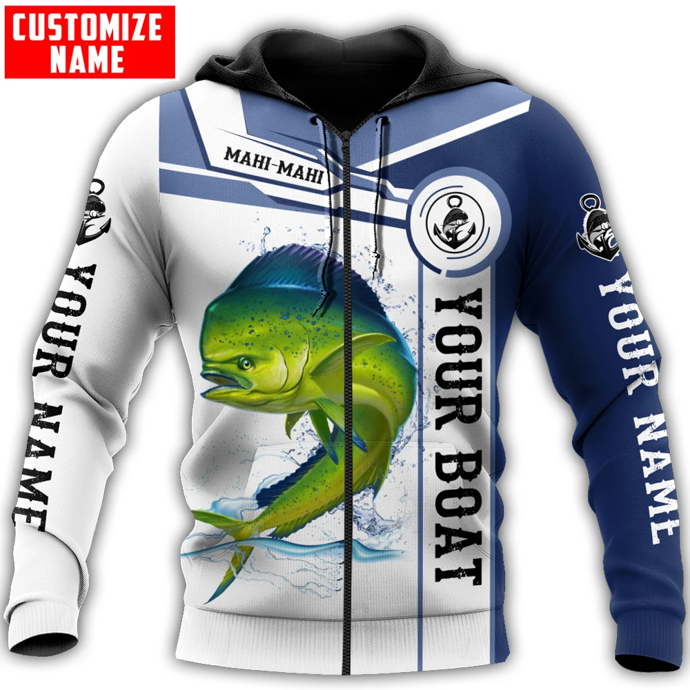 Sudadera Mahi-Mahi 3D unisex – Estampado de pesca con cremallera - imagen 2