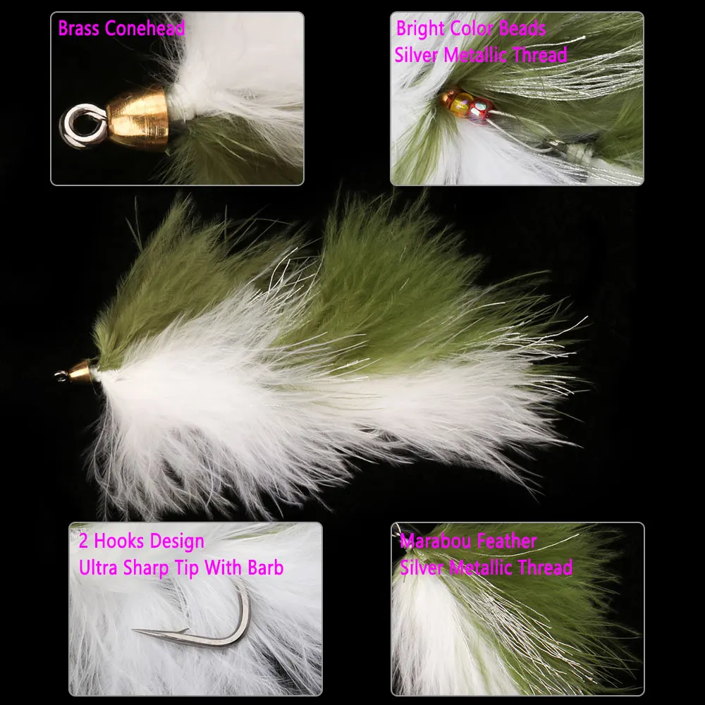 Bimoo-Señuelos de Pesca articulados de latón, 2 piezas, serpentina, columna vertebral, Mosca, juego grande, agua salada, Lucio, trucha - imagen 2