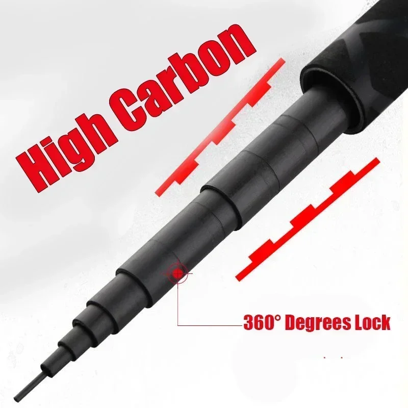 Caña de pescar telescópica de 4,5 M/5,4 M/6,3 M/7,2 M/8M/9M/10M, caña de pescar de estanque con depósito de carbono, caña de pescar de mano de fibra dura súper ligera - imagen 5