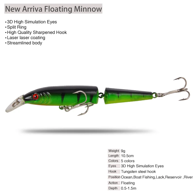 5 uds Lua Bait Minnow 10cm/9g cebo duro de dos secciones señuelo simulado cebo falso de imitación Warp-Bill señuelo de lubina aparejos de pesca - imagen 3