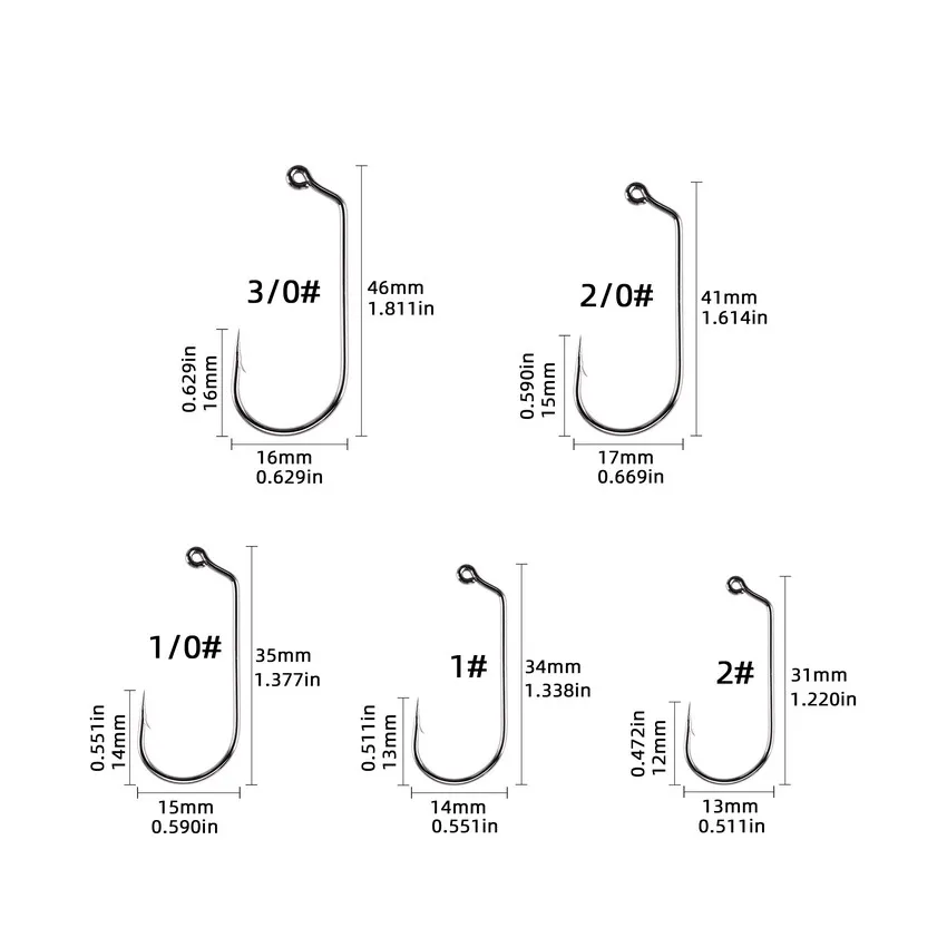 Anzuelos de pesca de 60 grados, conjunto de anzuelos de pesca de lubina de acero con alto contenido de carbono para agua dulce y salada, tamaño 2 # a 32786 #, unids/lote 50/caja 3/0 - imagen 3