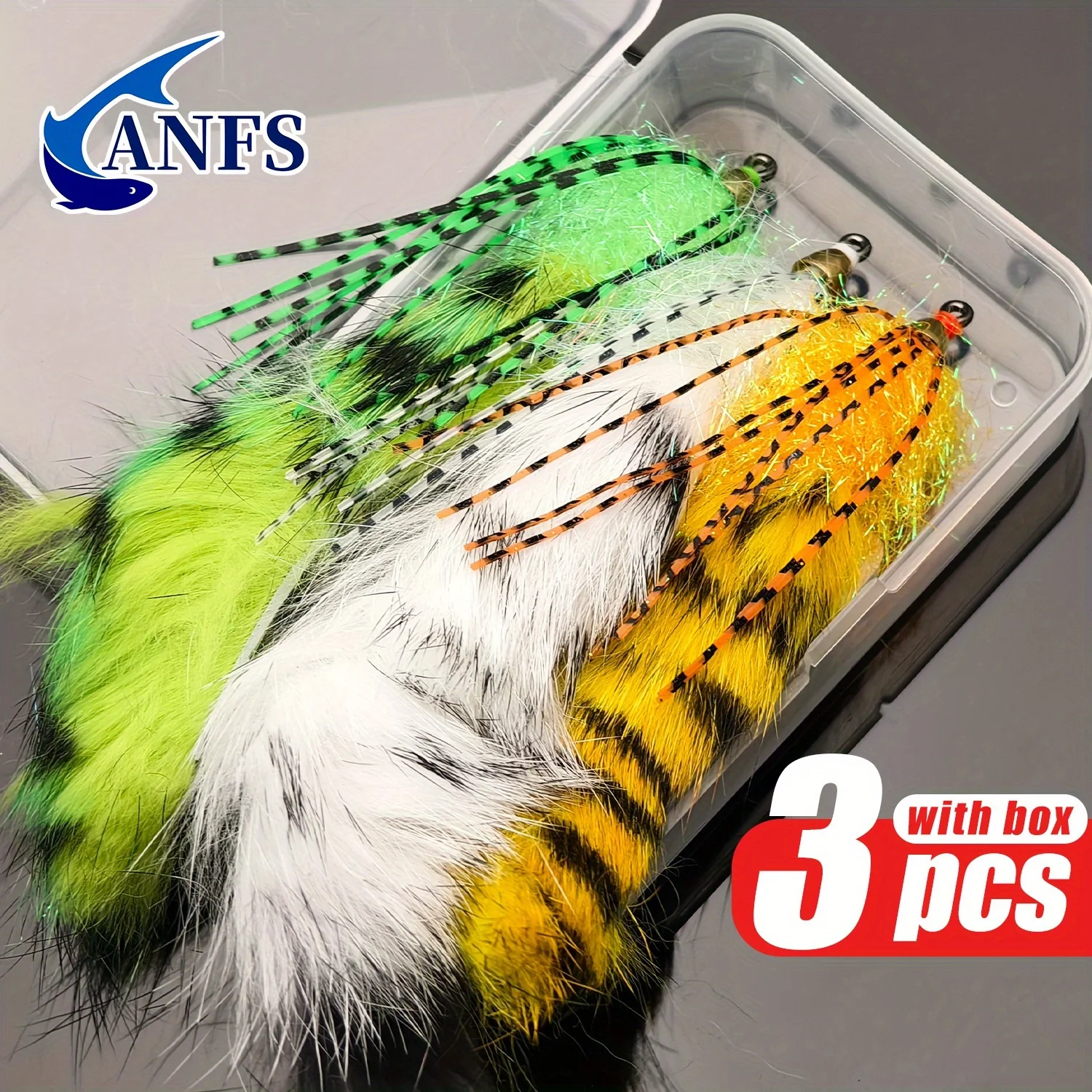 ANFS 3 uds Big Zonker Strip Streamer Fly Zonker Streamer Fly Big Zonker Strip pesca en agua salada Streamer Fly Bass Pike Trota - imagen 2