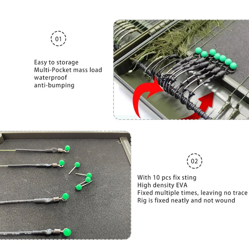 PRO BEROS caja de aparejos de pesca de carpa, aparejo de carpa, accesorios de aparejo de pelo Ronnie Zig, alineador de línea giratoria, Kit de Clip de plomo, estuche de almacenamiento - imagen 5
