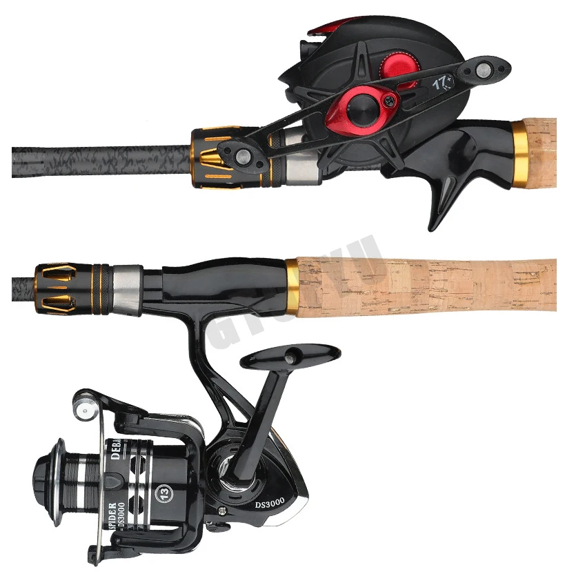 Caña de pescar ultracorta de fibra de carbono superdura, multisección, giratoria/fundición, portátil, de viaje, 1,8 m/2,1 m/2,4 m/2,7 m - imagen 5