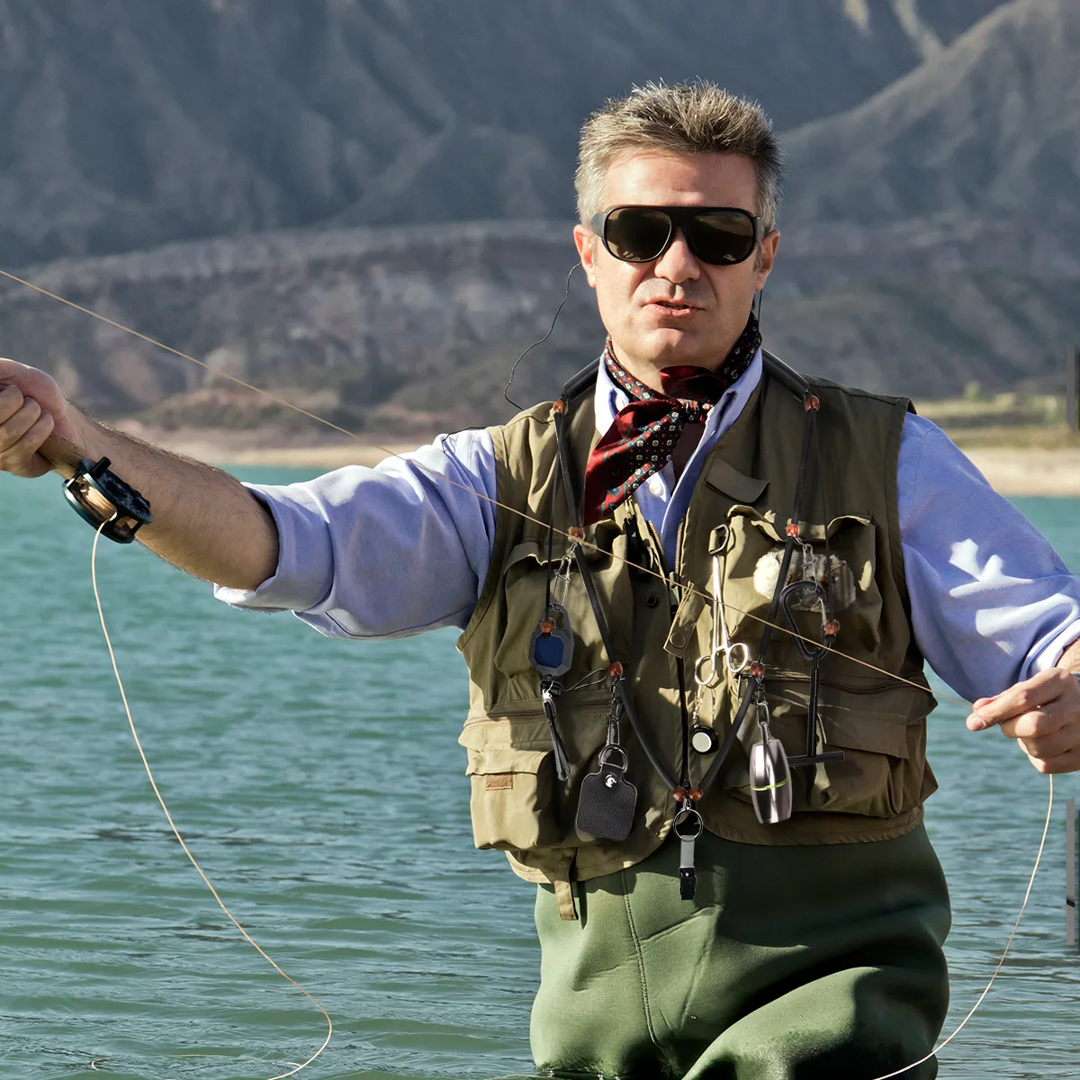 Cordón de pesca con mosca de longitud ajustable, collar, cuerda, herramientas de pesca, línea colgante, soporte delicado colorido, accesorios de pesca al aire libre - imagen 5