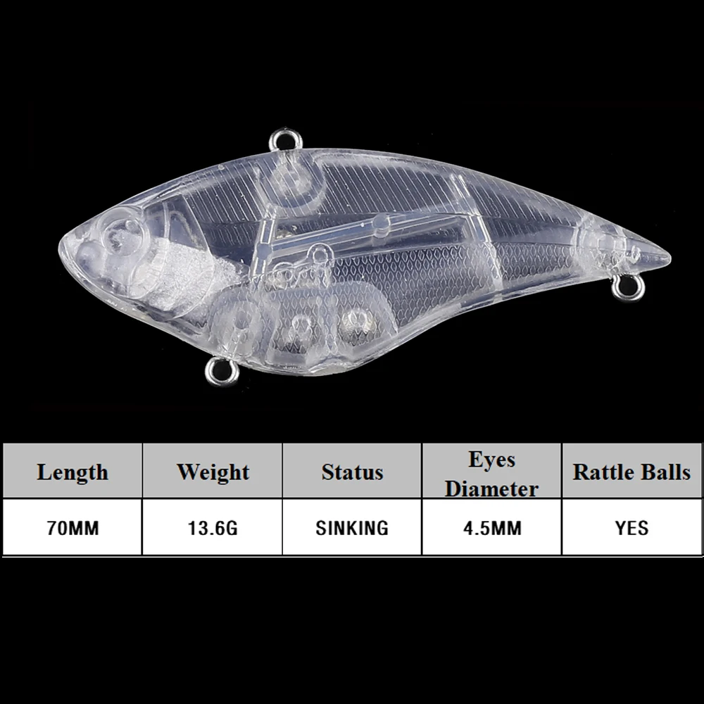 Chan'sHuang-Señuelos de Pesca artificiales, 20 piezas, sin pintar, 70mm, 13,6g, sonajeros Crankbait, vibración VIB - imagen 2