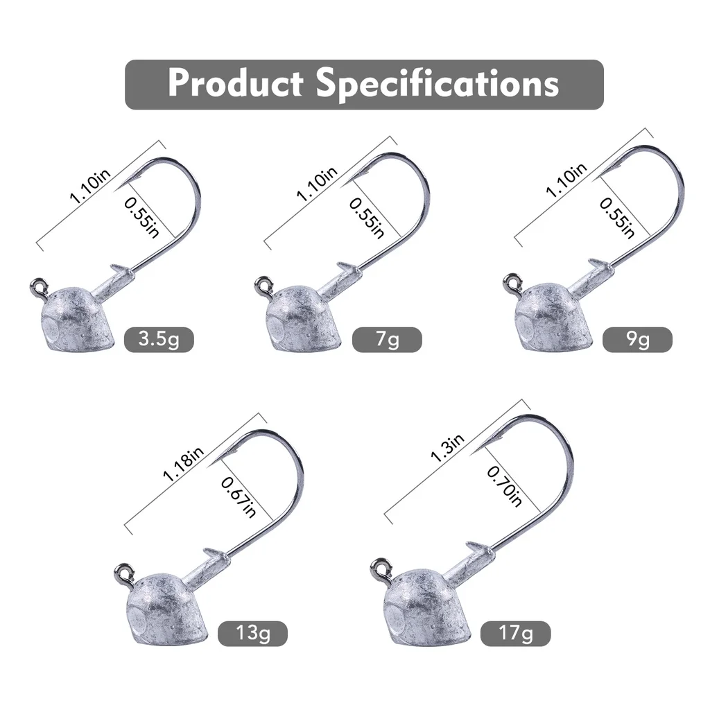 Goture-anzuelo de cabeza de pesca Jigging, 3,5g, 5g, 7g, 10g, 14g, 20g, señuelo de pesca en hielo, plantilla de pesca, herramienta de accesorios de cebo blando, 10 unidades por lote - imagen 4