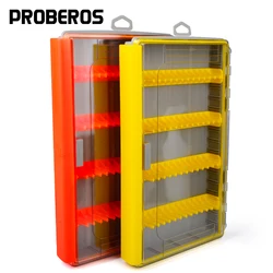 Proberos-caja de almacenamiento de aparejos de pesca, organizador de señuelos múltiples con hoja de plantilla, color naranja y amarillo, 1 ud.
