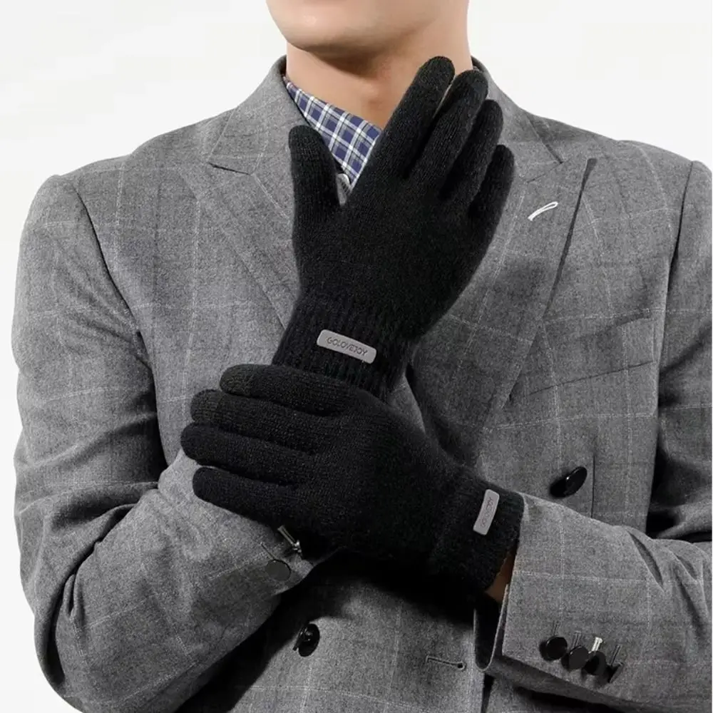 Guantes de punto de terciopelo ártico duraderos, manoplas de invierno gruesas de punto, guantes cálidos antipilling