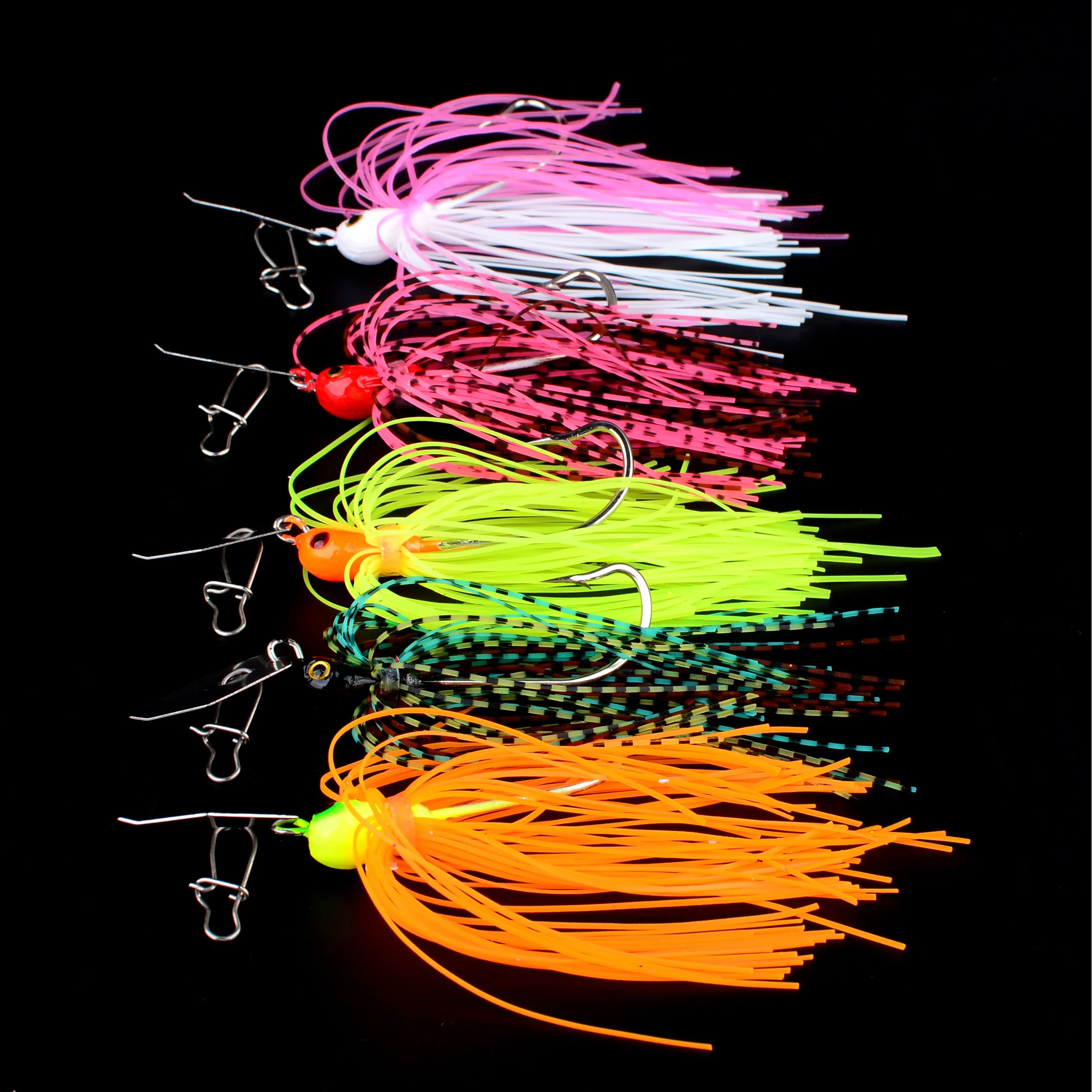 Juego de Señuelos de Pesca, 5 uds., Chatter de Pesca, hoja de Metal sin malezas, anzuelo con cabeza de plantilla, alambre giratorio - imagen 4