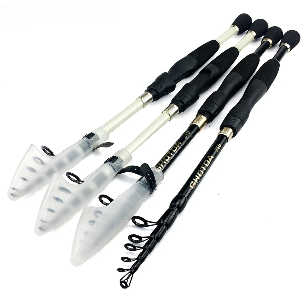 Caña de pescar telescópica corta, señuelo de fibra de carbono, 1,6/1,8/2,1/2,4 M, aparejos de pesca, caña giratoria de 10-30g - imagen 3